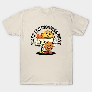 Retro Coffee Cartoon Mascot T-Shirt